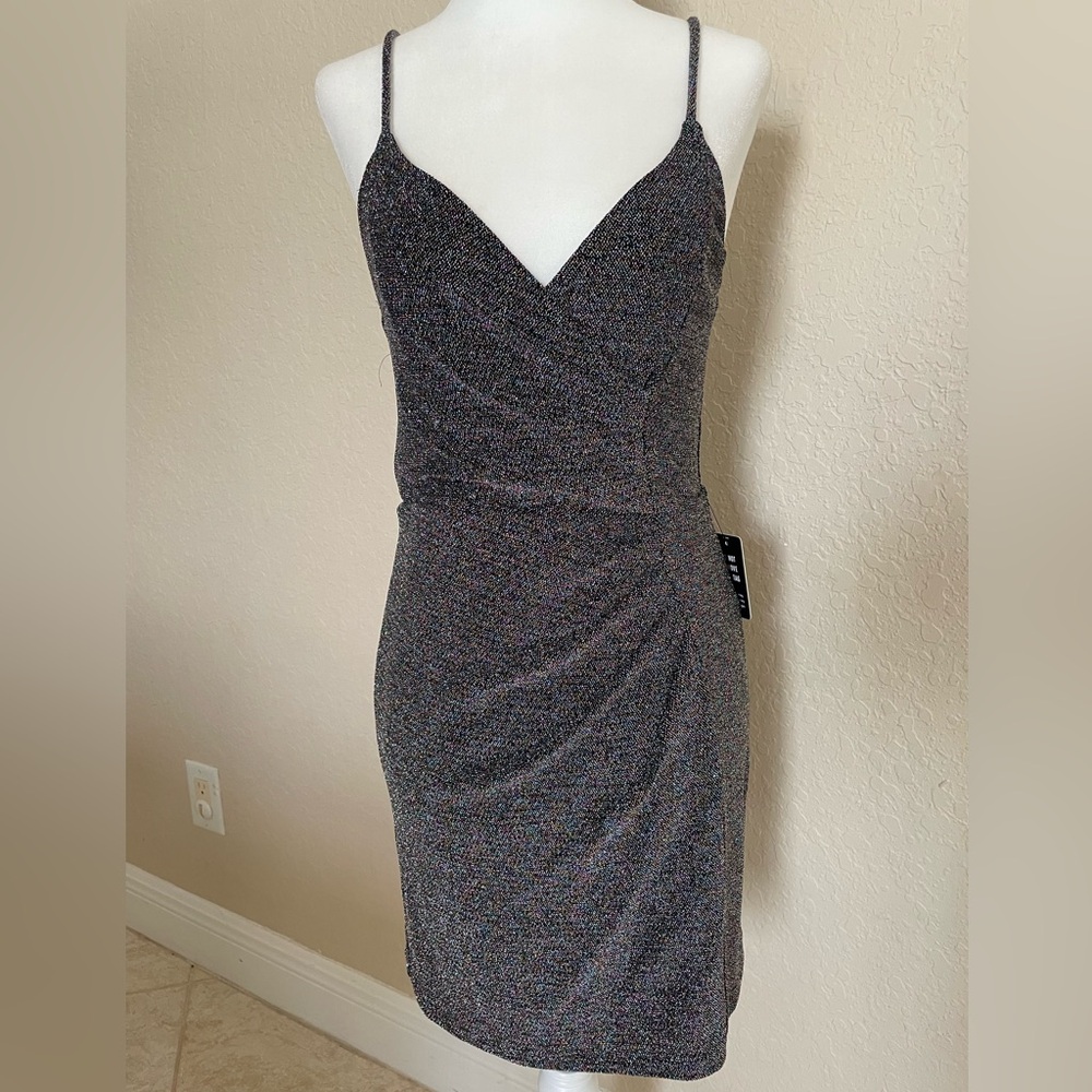 NWT Express Mini Rainbow Glitter Dress S